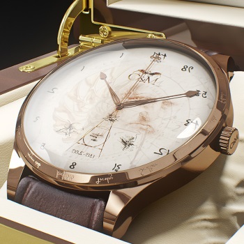 Limited numbered inverted watch in tribute to Leonardo da Vinci